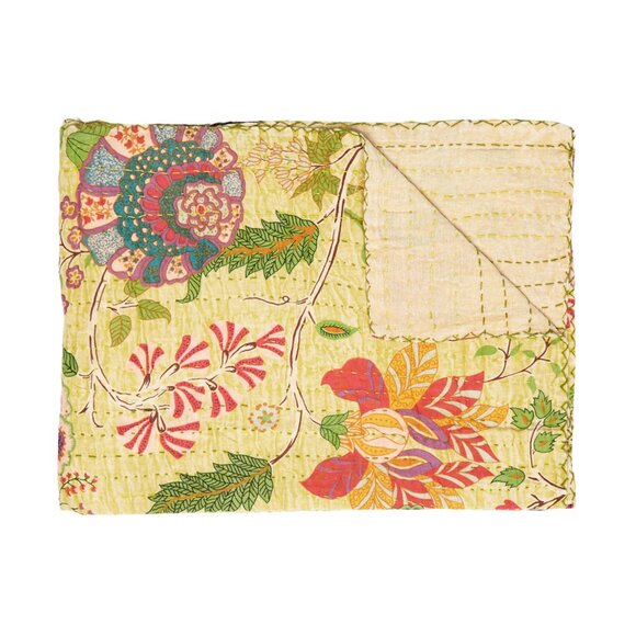 Taj Hotel Home Decor Kantha Cotton Throw | 1-Piece | Multicolor | 50"x70" - Picture 1 of 3
